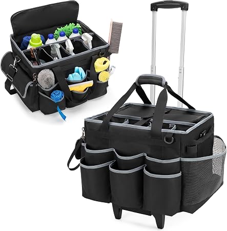 HODRANT Large Cleaning Caddy with Detachable Trolley & Shoulder Strap