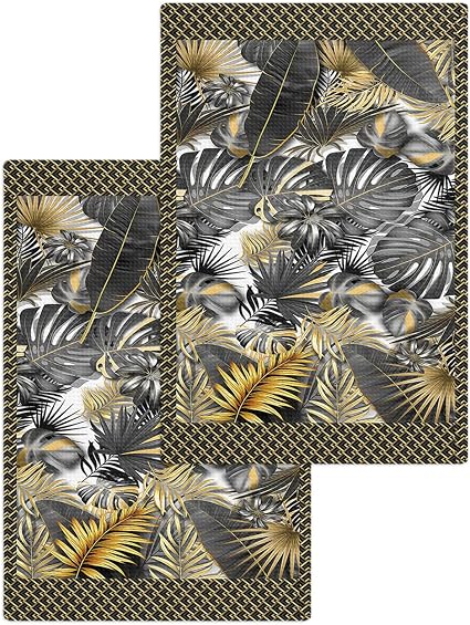 Palm Tree Waffle Kitchen Hand Towels Set of 2,Super Absorbent & Quick Dry Hair Dish Bath Tea Golf Microfiber Towel,Soft 