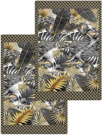 Palm Tree Waffle Kitchen Hand Towels Set of 2,Super Absorbent & Quick Dry Hair Dish Bath Tea Golf Microfiber Towel,Soft 