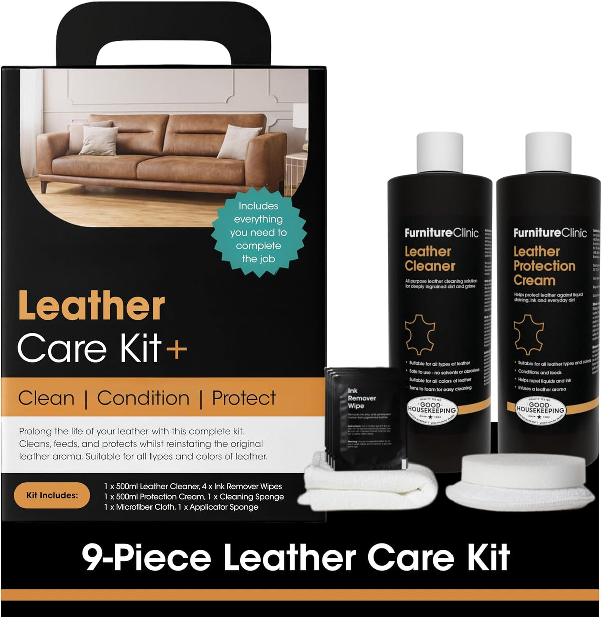 Large Leather Care Kit, For Cleaning & Protection