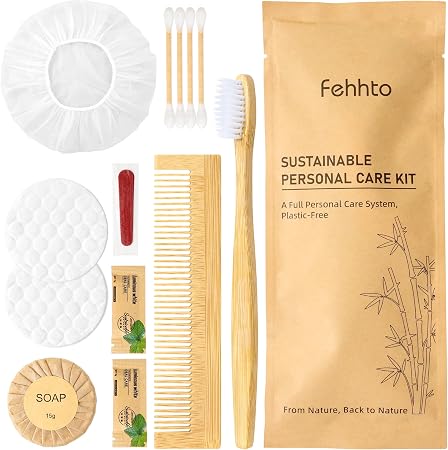 Personal Hygiene Kit Bulk 25 Sets, Travel Size Toiletry Kit for Guests, with Bamboo Toothbrush, Toothpaste and Vanity Ki
