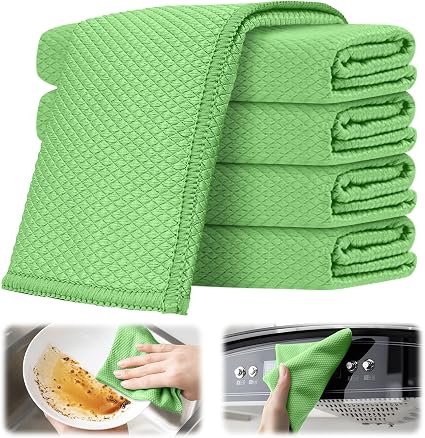 5 Pack Microfiber Cleaning Cloth-Micro Fiber Cloth for Cleaning Car,Thick and Quick Drying Rags for Cleaning House Dish 