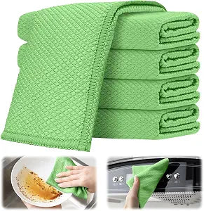 5 Pack Microfiber Cleaning Cloth-Micro Fiber Cloth for Cleaning Car,Thick and Quick Drying Rags for Cleaning House Dish 