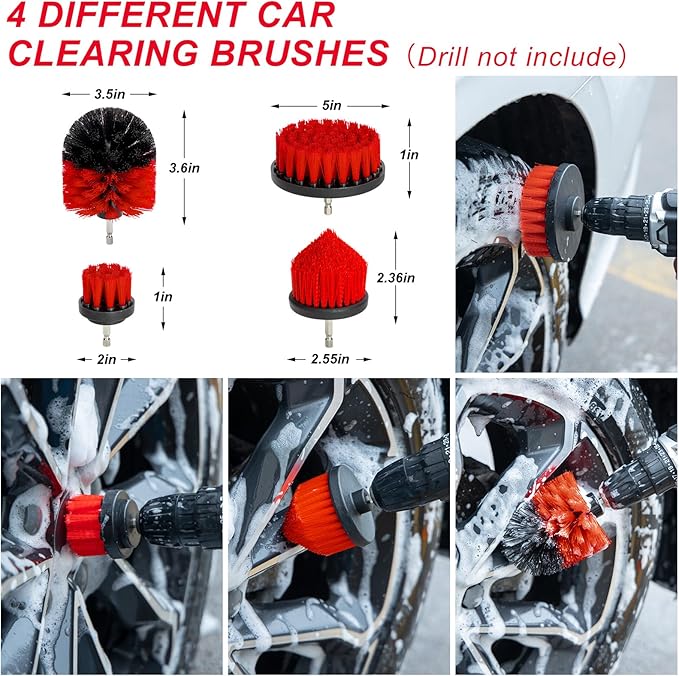 44Pcs Car Wash Cleaning Kit with Detailing Brushes Car Vacuum Drill Brush Set Collapsible Bucket Windshield Cleaning Tool Tire Brush Towels Complete Interior Exterior Detailing Set for Car