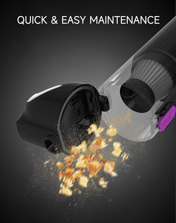 Handheld Car Vacuum Cleaner 15000Pa, Portable Cordless Mini Vacuum Blower 3 in 1, LED Display, Type C Rechargeable, Small Vacuum for Car Interior, Home, Desk Cleaning (Matte Black)