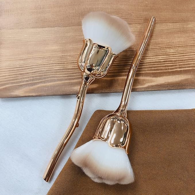 1Pc Acrylic Nail Brush Cleaner Nail Brushes for Cleaning Dust Large Powder Brush Makeup Blush Brush Dust Brush for Acrylic Nails Manicure Brush Remover Nail Art Tools (Gold-1)