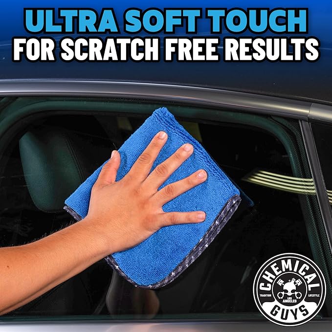 Chemical Guys Professional Grade Premium Microfiber Towels for Cars,Blue,16" x 16",Ultra-Soft and Scratch-Free Car Detailing Cloths for Trucks,Motorcycles,and More,(Pack of 6)