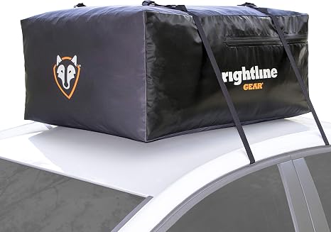 Rightline Gear Sport Jr Waterproof Rooftop Cargo Carrier for Top of Vehicle, Attaches With or Without Roof Rack, 10 Cubi