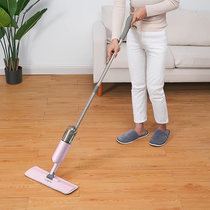 Heavy Duty Spray Mop for Floor Cleaning, Refillable Water Bottle, Use Any Cleaning Solution, Machine Washable Mop Pads, 360° Swivel Head