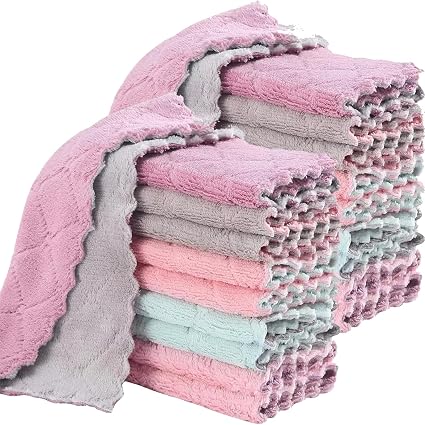 20 Pack Cleaning Cloth Kitchen Cloth, Dish Towels Super Absorbent Coral Velvet Dishtowels, Microfiber Premium Soft Tea T