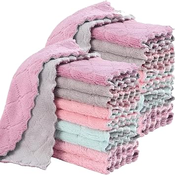 20 Pack Cleaning Cloth Kitchen Cloth, Dish Towels Super Absorbent Coral Velvet Dishtowels, Microfiber Premium Soft Tea T