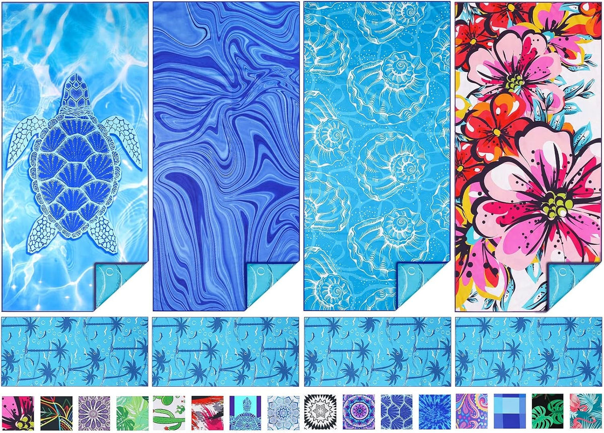 Microfiber Beach Towel Extra Large 71x32 inches 4 Pack Bulk