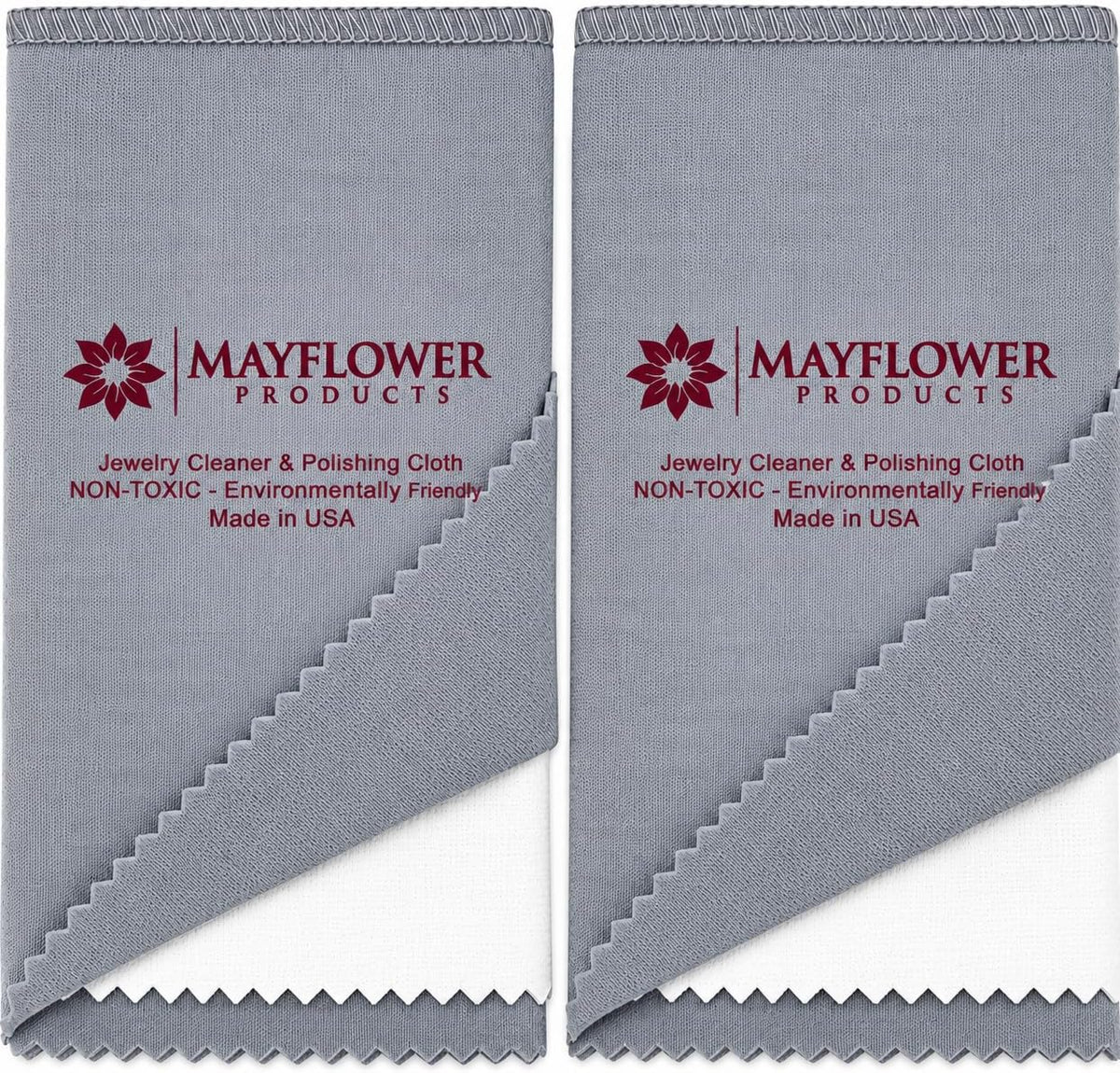 Pro Size Polishing Cloth Set of 2 Large Cleaning Cloths Pure Cotton Made in USA for Gold Silver and Platinum Jewelry Coins Watch, Silverware 11 x 14 inches each Tarnish Remover Keeps Jewelry Shining