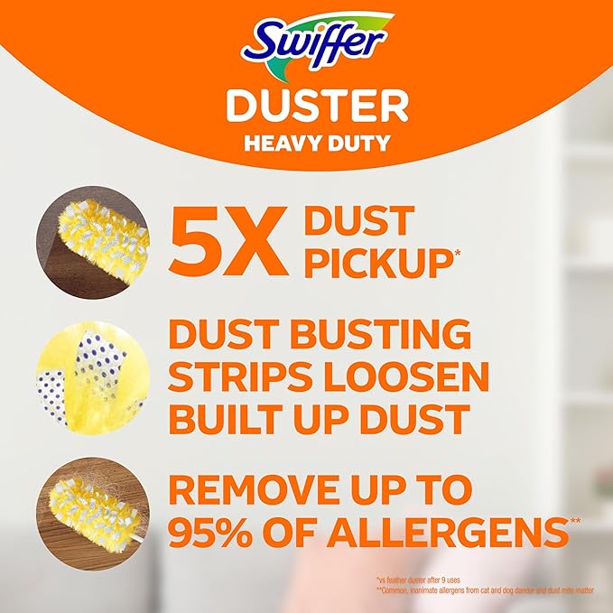 Swiffer Duster Kit with 3 ft Extendable Handle, Dusters for Cleaning, Set Includes 1 Extension Pole and 12 Heavy Duty Dusting Refills Dust Cleaner, Long Extended Wand for Ceiling Fans and Walls