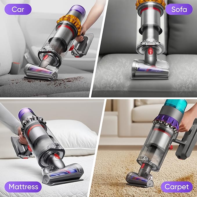 Mini Motorized Tool Brush Head Compatible with Dyson V7 V8 V10 V11 V15 Cordless Vacuum Cleaner, Handheld Couch Vacuum Attachment Anti-Tangle Replacement Parts Head Suitable for Long and Pet Hair