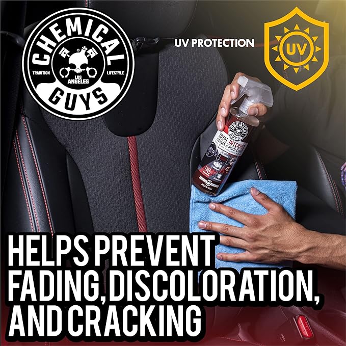 Chemical Guys Total Interior Cleaner & Protectant - Black Cherry, Car Cleaning Spray, Cleans and Protects Leather, Vinyl, Plastic, Rubber, and Glass, Safe for Trucks, SUVs, Jeeps, RVs & More - 16 oz