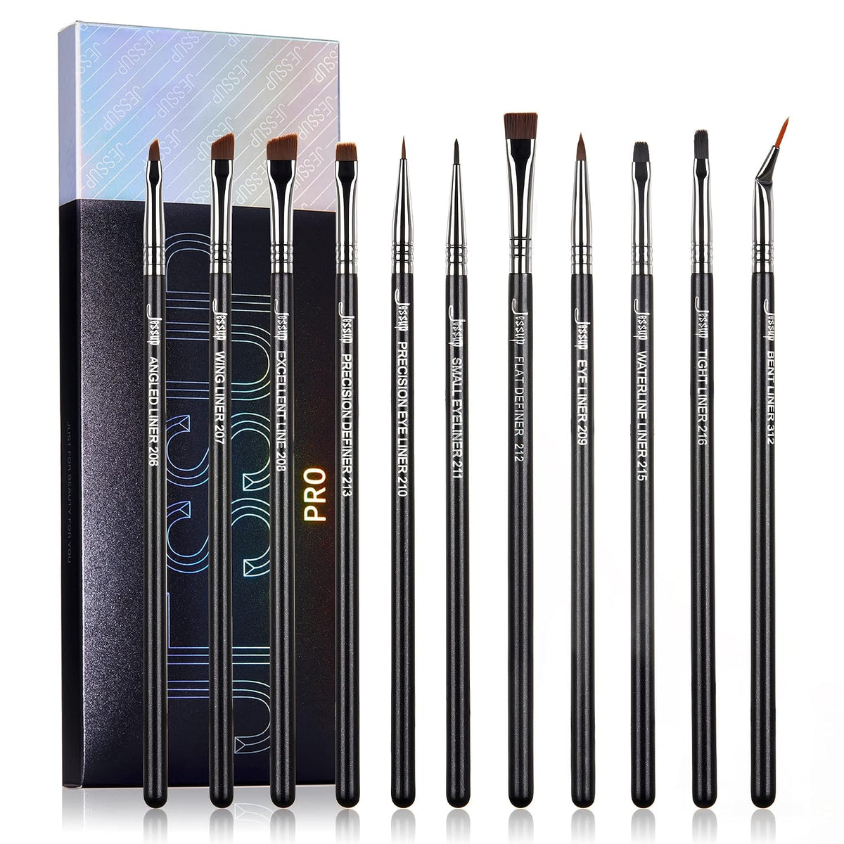 Eyeliner Brush Set 11 Professional Labeled Eye Makeup Brushes T324