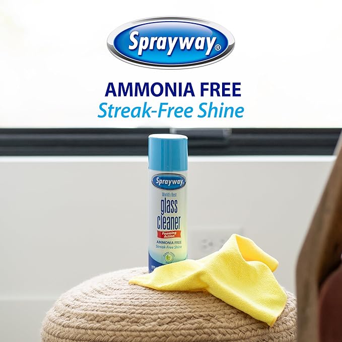 Sprayway Glass Cleaner Foaming Aerosol Spray, 19oz, Pack of 2 | Ammonia-Free, Streakless, Fast-Acting | Cleans & Polishes Glass Surfaces | Fresh Scent, Removes Fingerprints, Dust, Dirt, Smoke Film