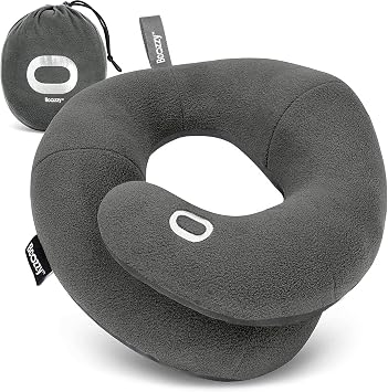 BCOZZY Travel Neck Pillow for Airplane – Patented Double Support for Head, Neck, and Chin. Best for Long Flights, Plane 