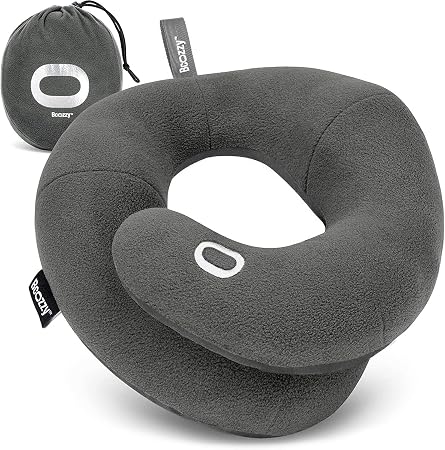 BCOZZY Travel Neck Pillow for Airplane – Patented Double Support for Head, Neck, and Chin. Best for Long Flights, Plane 