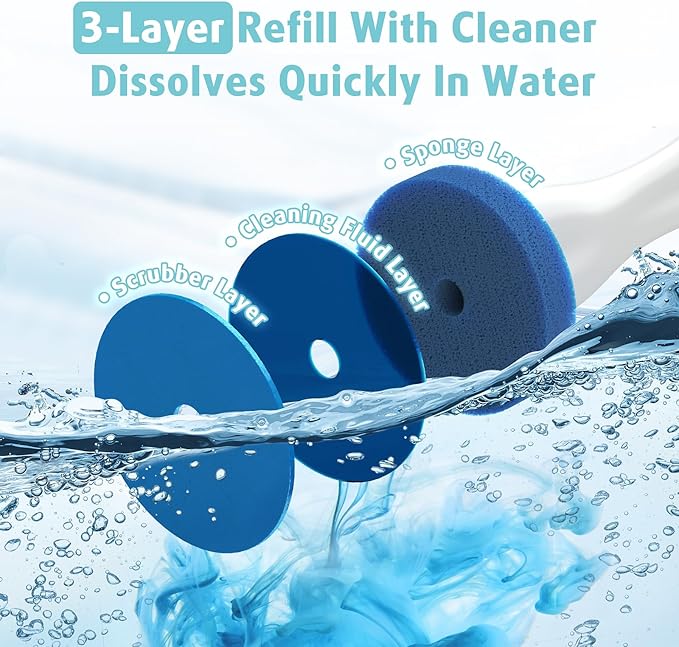AIR U+ Hands-Free Electric Toilet Brush for Seniors & Busy Households - No Bending, Effortless Clean with Disposable Heads & Holder Set