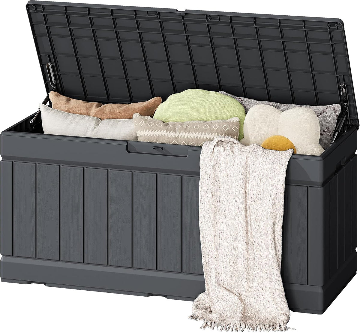 80 Gallon Outdoor Storage Box, Resin Deck Box Waterproof Patio Bin