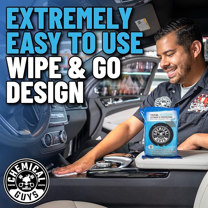 Chemical Guys PMWSPI22050 Total Interior Cleaner & Protectant Wipes Mega 100 Pack, Safe for Cars, Trucks, SUVs, Jeeps, Motorcycles, RVs & More ( 50 Ct)
