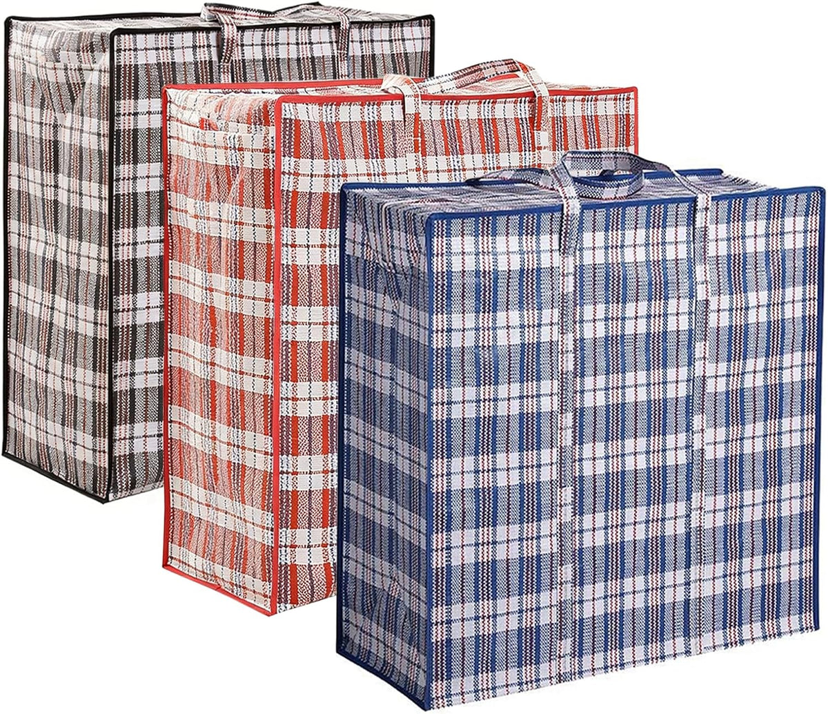 3 Pack 158L Extra Large Moving Bags - Zippers & Wrap-Around Handles