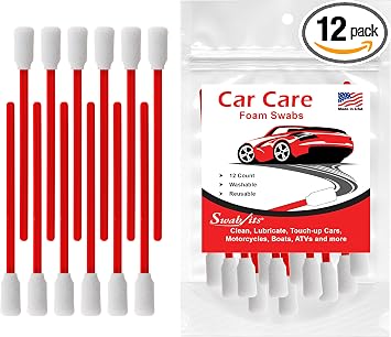 SWAB-ITS® Car Care Cleaning & Detailing Foam Swabs – 12-Piece Reusable, Lint-Free Auto Detailing Set | Precision Interio