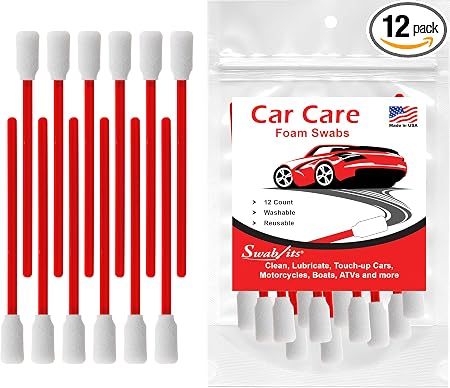 SWAB-ITS® Car Care Cleaning & Detailing Foam Swabs – 12-Piece Reusable, Lint-Free Auto Detailing Set | Precision Interio