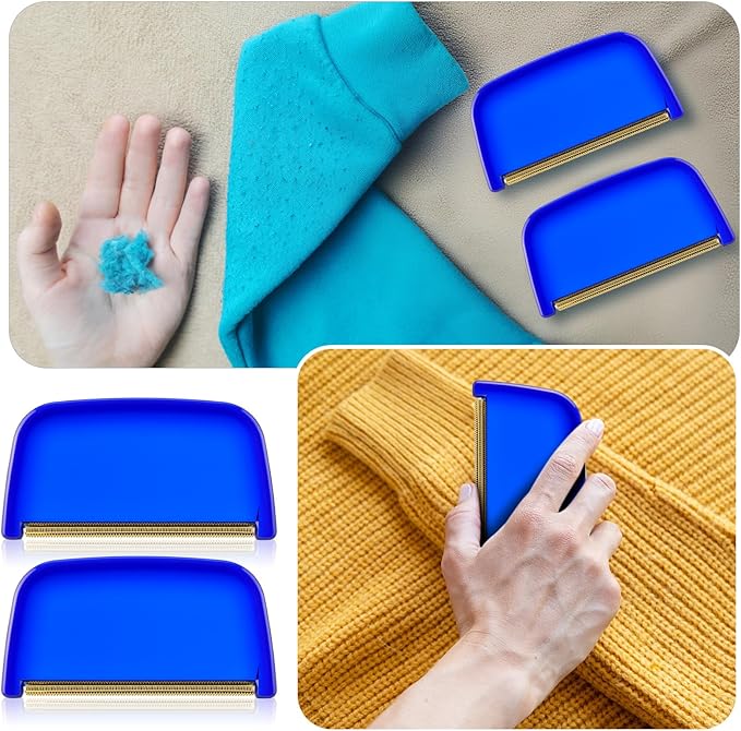 Boao 4 Pieces Sweater Combs to Remove Pilling Sweater Defuzzer Multi-Fabric Shaver and Cashmere Comb Wool Pilling Remover Pills, Fuzz from Clothes(Classic Industrial)