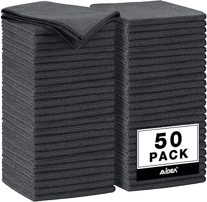 AIDEA Microfiber Cleaning Cloth Grey 50PK, Microfiber Towels 11.5×11.5"