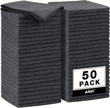AIDEA Microfiber Cleaning Cloth Grey 50PK, Microfiber Towels 11.5×11.5"