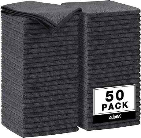 AIDEA Microfiber Cleaning Cloth Grey 50PK, Microfiber Towels 11.5×11.5"