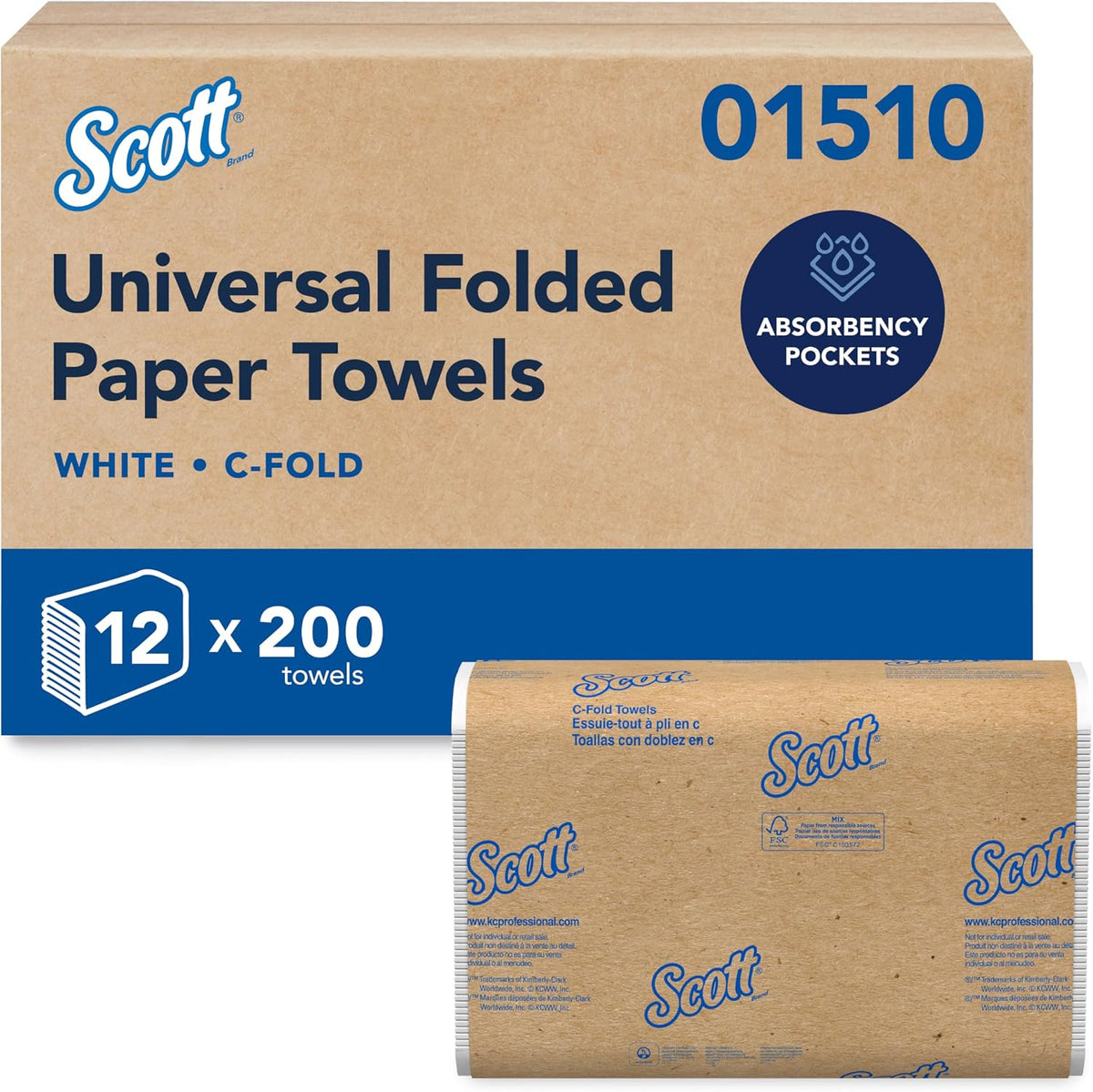C-Fold Paper Hand Towels, Bulk, 12 x 200 Sheets (01510)