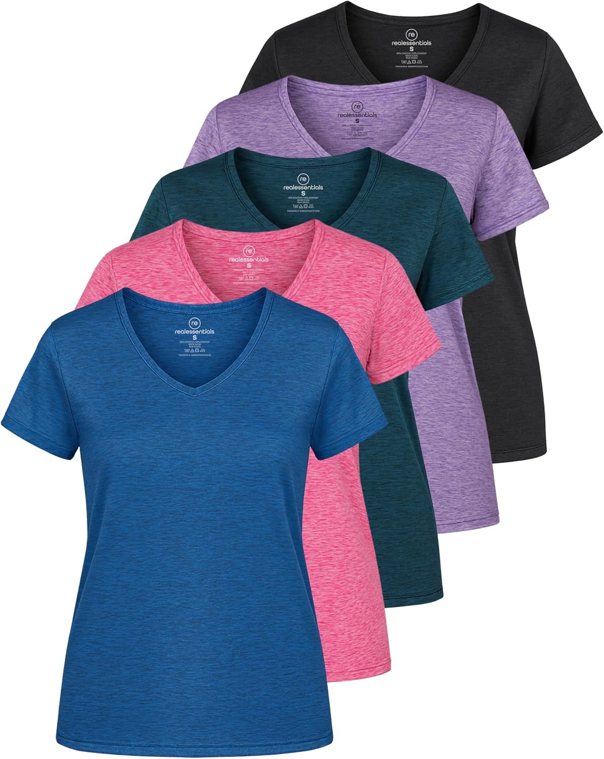 5 Pack Womens Dry Fit V Neck Workout Tops Athletic T Shirts Gym Yoga Tees