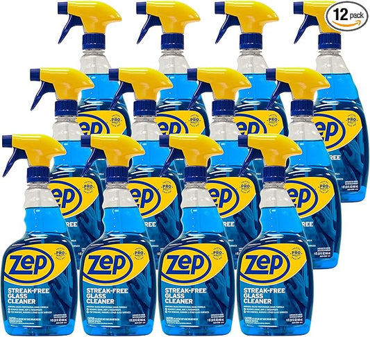 Zep Streak-Free Glass Cleaner - 32 Oz (Case of 12) ZU112032- Professional Grade Formula that Cleans Dirt, Fingerprints, Grime, Smoke Haze, and Toothpaste on Windows, Mirrors, and Other Glass Surfaces