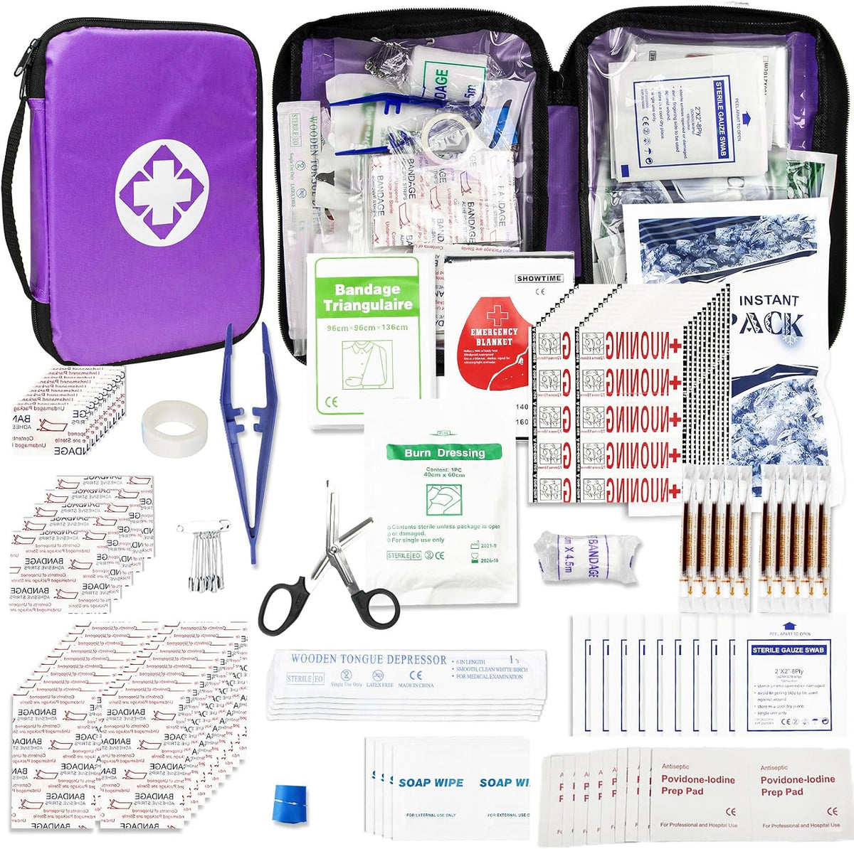 First Aid Kit 300PCS Car Home Camping Essentials Purple