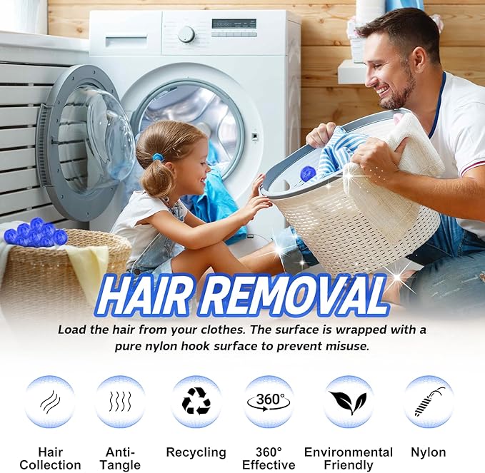Pet Hair Remover for Laundry, Reusable Dog & Cat Hair Remover Tool, Effectively Removes Pet Hair, Lint and Dander from Bedding and Clothing, Suitable for Washing Machines, Dryers -12PCS
