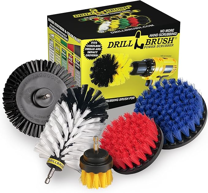 Drill Brush Attachment Set for Cleaning Wheel, Shower, Bathroom - Crevice Cleaning Brushes - Interior Car Detailing Power Scrubber Kit - Gap Cleaner Drill Brushes Attachments - Narrow Space Brush Tool