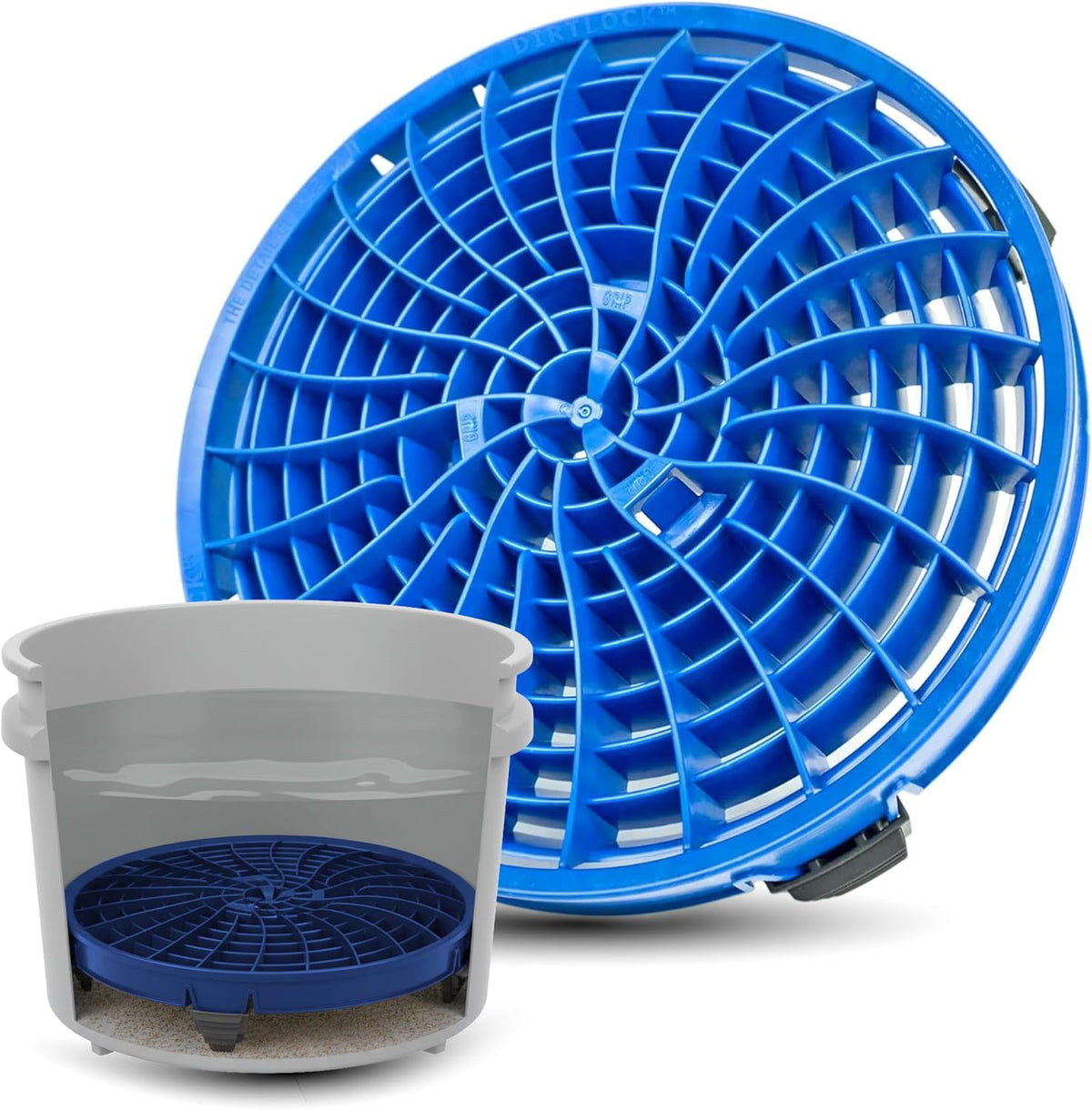Dirt Lock Car Wash Insert, Blue | Bucket Filter for 3–8 Gallon Round Pails, Traps Debris, Prevents Swirl Marks, Self-Locking Rubber Grips, Venturi Flow