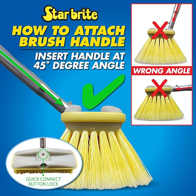 STAR BRITE Premium 8" Soft Brush Head W/Bumper - Dual Connections Fit Either Standard 3/4" Threaded Poles or Extend-A-Brush Handles (Soft) (Yellow) (040161)