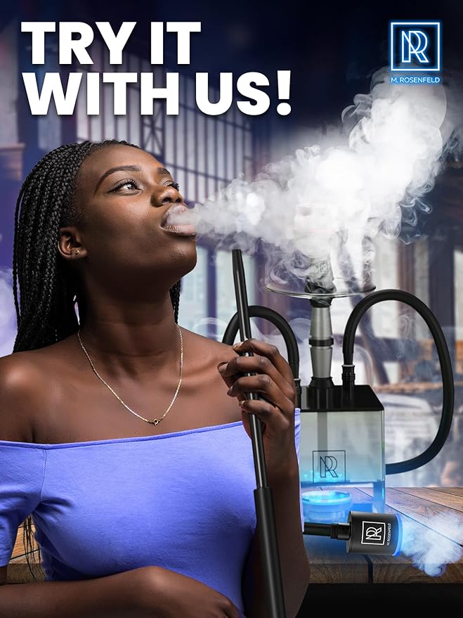 Hookah Starter Pump - Hookah Pump Starter with 1300 mAh Rechargeable Battery - Portable Electric Hooka Blower & Vacuum Starter - Mini Air Pump with LED Light, Quiet & Efficient