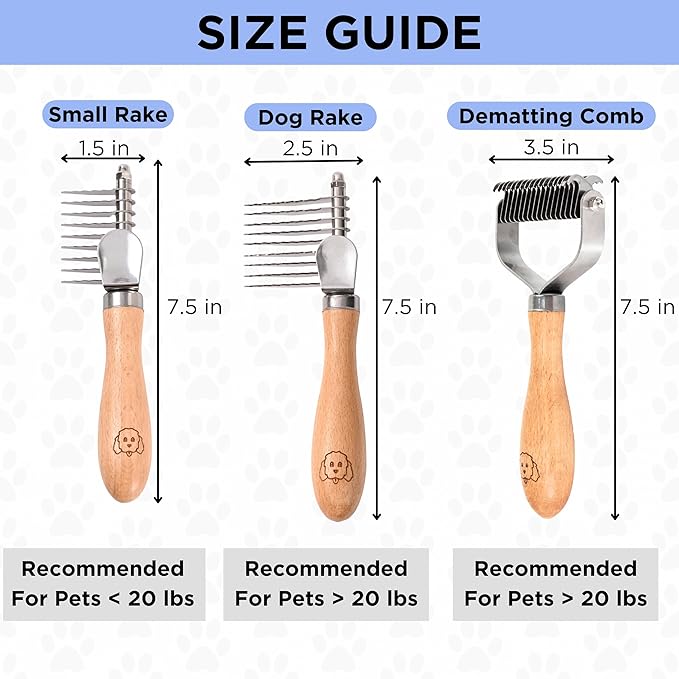 We Love Doodles Dog Dematting Brush & Rake, Detangler Brush for Dogs, Comb Tool for Grooming, Best for Doodles, Poodles, Goldendoodles, Cats & Other Pets, Matted Fur Removal On Undercoat, Small