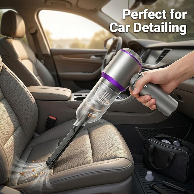 NWDEY Car Vacuum Cleaner High Power 20000Pa – Cordless Handheld Mini Vacuum & Air Duster for Car Detailing, 3-Speed Brushless Motor, 6000mAh Battery (Upgraded Purple)