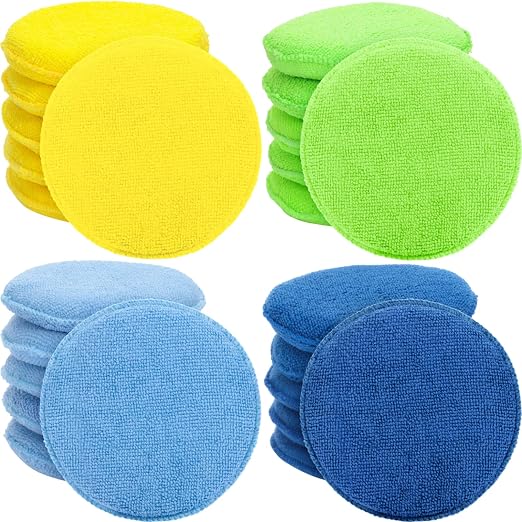 20 Pieces Cars Microfiber Wax Applicator Pads Foam Bulk 5 Inch Diameter Round Polishing Sponge Buffing Detailing Pads fo