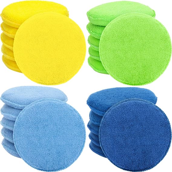 20 Pieces Cars Microfiber Wax Applicator Pads Foam Bulk 5 Inch Diameter Round Polishing Sponge Buffing Detailing Pads fo