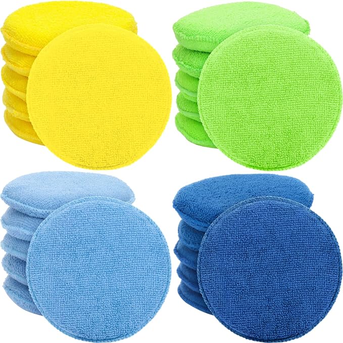20 Pieces Cars Microfiber Wax Applicator Pads Foam Bulk 5 Inch Diameter Round Polishing Sponge Buffing Detailing Pads fo