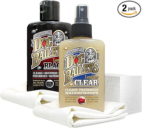 Black & Colored Leather Cleaner and Conditioner Bundle for Bags, Boots, Saddles & Car Interior - 4oz, 2 Packs