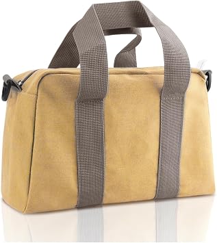Small Tool Bag, Canvas Tool Storage Bag, Large Capacity Multipurpose Zipper Soft Tote Organizer Pouch for Electrician, P